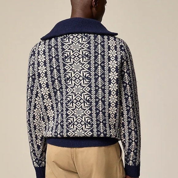 NWT J. Crew Fair Isle Lambswool Half-Zip Sweater S - Picture 2 of 10